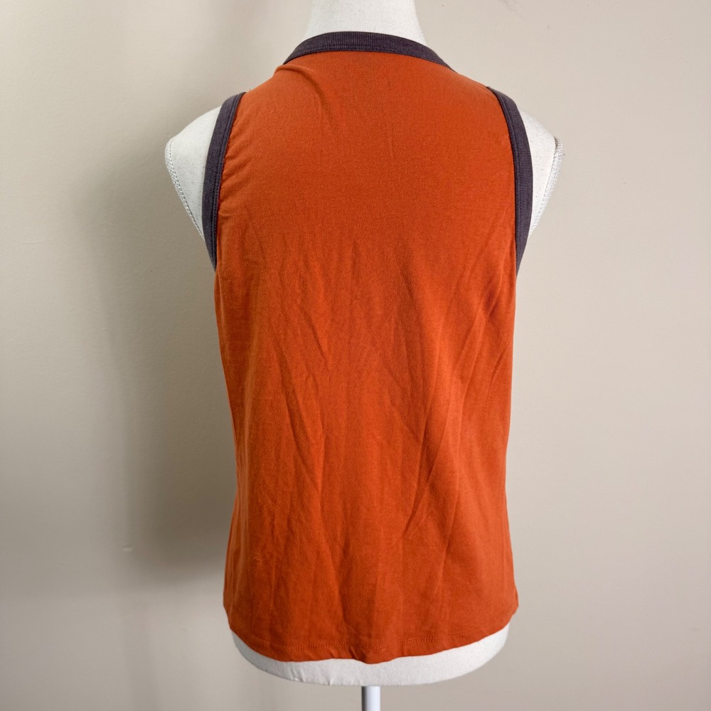 Natural Life Womens Rust Folk Floral Ringer Tank Top Orange Large Sleeveless - Picture 5 of 6